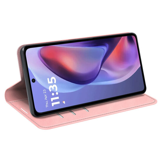 Motorola Moto E15 / G05 Hoesje - MobyDefend Luxe Wallet Bookcase (Magnetische Sluiting) - Roze