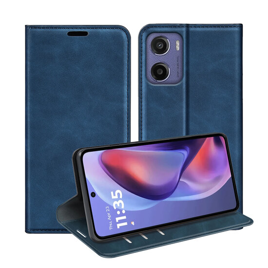 Motorola Moto E15 / G05 Hoesje - MobyDefend Luxe Wallet Bookcase (Magnetische Sluiting) - Blauw