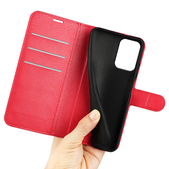 Motorola Moto E15 / G05 Hoesje - MobyDefend Kunstleren Wallet Book Case (Sluiting Voorkant) - Rood