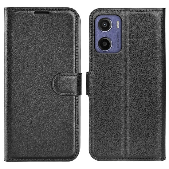 Motorola Moto E15 / G05 Hoesje - MobyDefend Kunstleren Wallet Book Case (Sluiting Voorkant) - Zwart