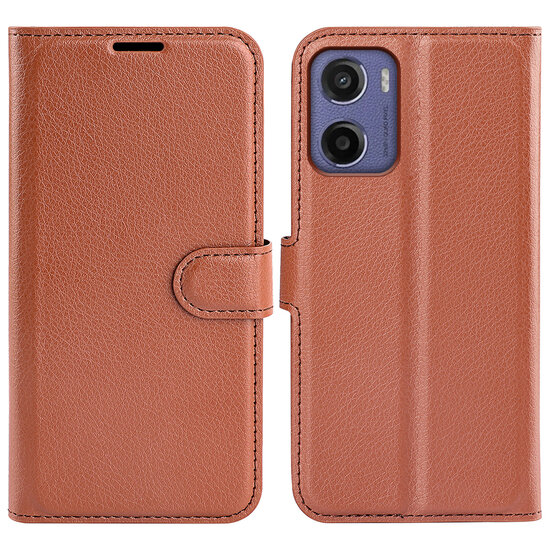 Motorola Moto E15 / G05 Hoesje - MobyDefend Kunstleren Wallet Book Case (Sluiting Voorkant) - Bruin