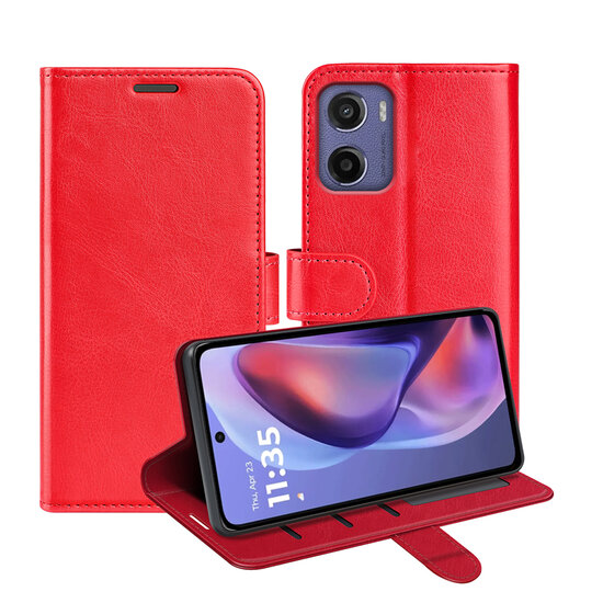 Motorola Moto E15 / G05 Hoesje - MobyDefend Wallet Book Case (Sluiting Achterkant) - Rood