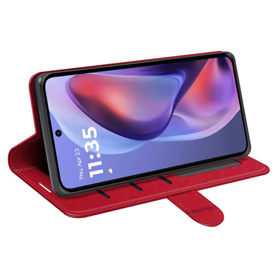 Motorola Moto E15 / G05 Hoesje - MobyDefend Wallet Book Case (Sluiting Achterkant) - Rood