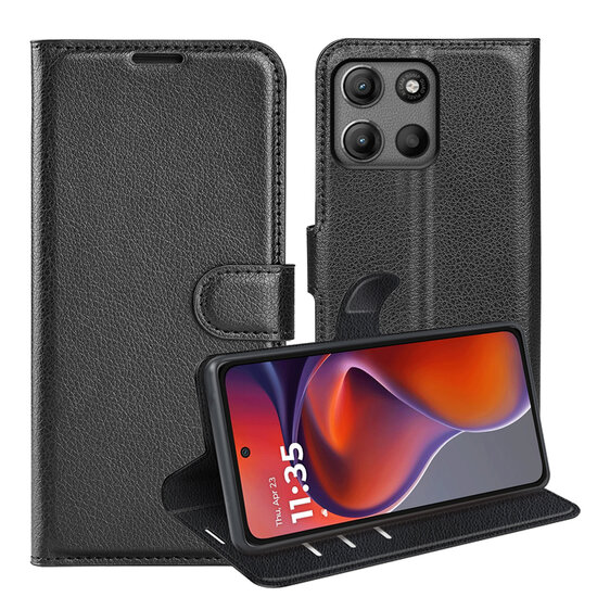 Motorola Moto G15 / G15 Power Hoesje - MobyDefend Kunstleren Wallet Book Case (Sluiting Voorkant) - Zwart