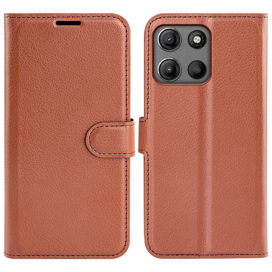 Motorola Moto G15 / G15 Power Hoesje - MobyDefend Kunstleren Wallet Book Case (Sluiting Voorkant) - Bruin