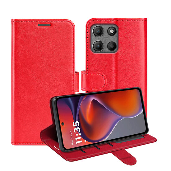 Motorola Moto G15 / G15 Power Hoesje - MobyDefend Wallet Book Case (Sluiting Achterkant) - Rood