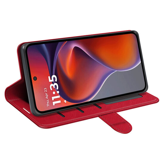 Motorola Moto G15 / G15 Power Hoesje - MobyDefend Wallet Book Case (Sluiting Achterkant) - Rood