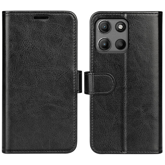Motorola Moto G15 / G15 Power Hoesje - MobyDefend Wallet Book Case (Sluiting Achterkant) - Zwart