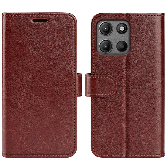 Motorola Moto G15 / G15 Power Hoesje - MobyDefend Wallet Book Case (Sluiting Achterkant) - Bruin