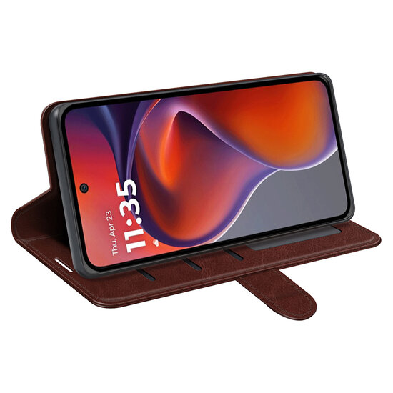 Motorola Moto G15 / G15 Power Hoesje - MobyDefend Wallet Book Case (Sluiting Achterkant) - Bruin