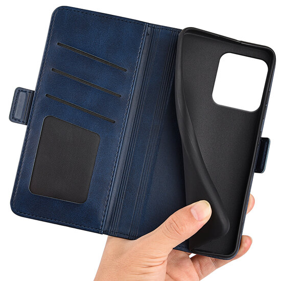 Motorola Moto G15 / G15 Power Hoesje - MobyDefend Luxe Wallet Book Case (Sluiting Zijkant) - Blauw