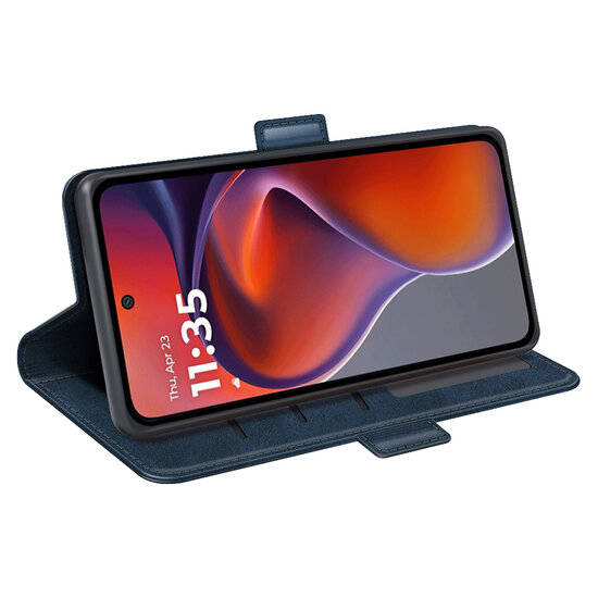 Motorola Moto G15 / G15 Power Hoesje - MobyDefend Luxe Wallet Book Case (Sluiting Zijkant) - Blauw