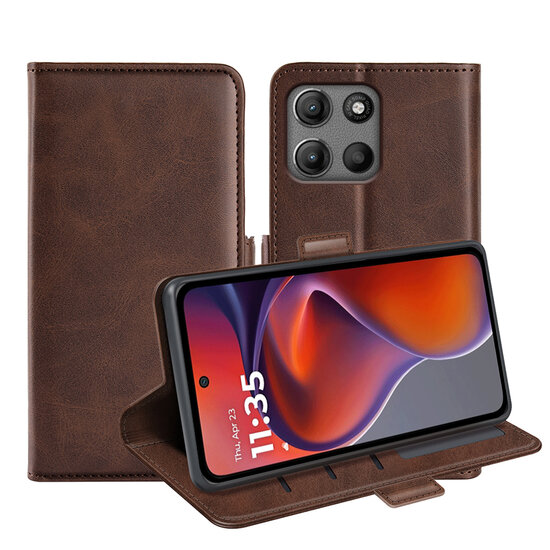 Motorola Moto G15 / G15 Power Hoesje - MobyDefend Luxe Wallet Book Case (Sluiting Zijkant) - Bruin