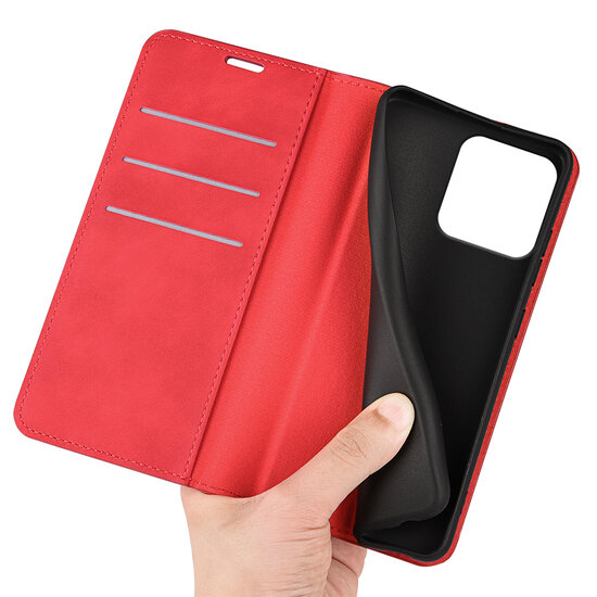 Motorola Moto G15 / G15 Power Hoesje - MobyDefend Luxe Wallet Bookcase (Magnetische Sluiting) - Rood