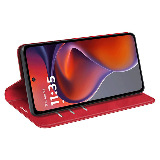Motorola Moto G15 / G15 Power Hoesje - MobyDefend Luxe Wallet Bookcase (Magnetische Sluiting) - Rood