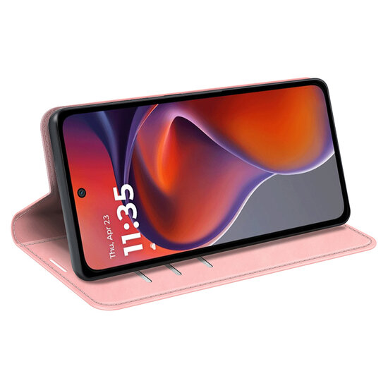 Motorola Moto G15 / G15 Power Hoesje - MobyDefend Luxe Wallet Bookcase (Magnetische Sluiting) - Roze