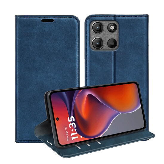 Motorola Moto G15 / G15 Power Hoesje - MobyDefend Luxe Wallet Bookcase (Magnetische Sluiting) - Blauw