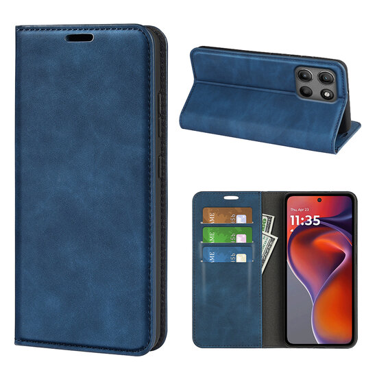 Motorola Moto G15 / G15 Power Hoesje - MobyDefend Luxe Wallet Bookcase (Magnetische Sluiting) - Blauw