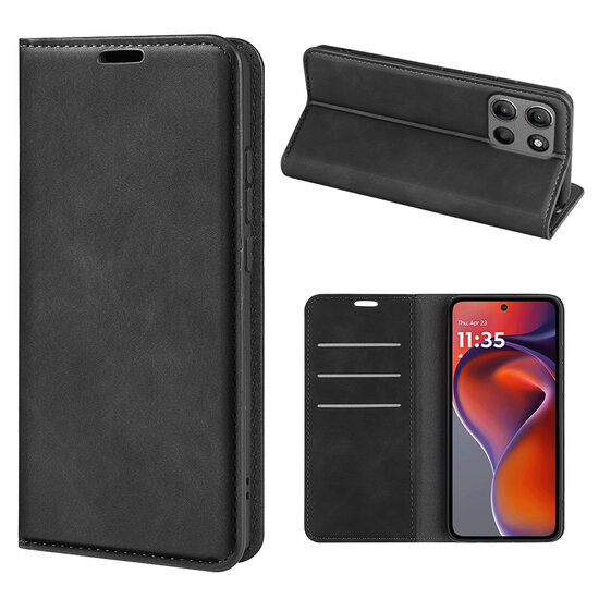 Motorola Moto G15 / G15 Power Hoesje - MobyDefend Luxe Wallet Bookcase (Magnetische Sluiting) - Zwart