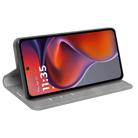 Motorola Moto G15 / G15 Power Hoesje - MobyDefend Luxe Wallet Bookcase (Magnetische Sluiting) - Grijs