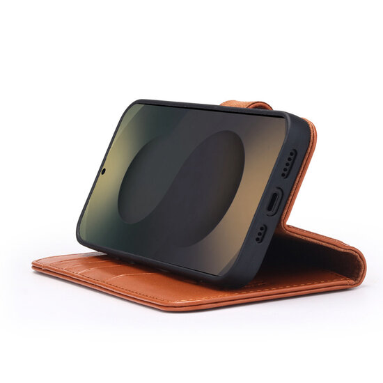Samsung Galaxy S25 Ultra Hoesje - Luxe MobyDefend Wallet Bookcase - Bruin