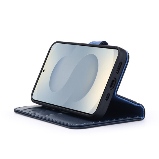Samsung Galaxy S25 Hoesje - Luxe MobyDefend Wallet Bookcase - Blauw