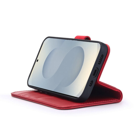 Samsung Galaxy S25 Hoesje - Luxe MobyDefend Wallet Bookcase - Rood