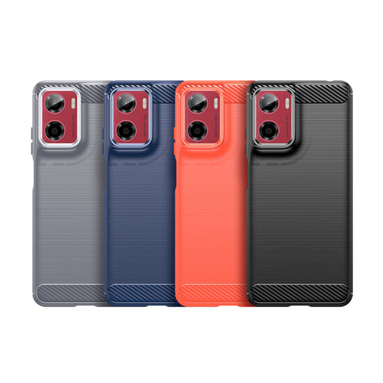 Motorola Moto E15 / G05 Hoesje - MobyDefend TPU Backcover - Geborstelde Metaal &amp; Carbon-Look - Zwart