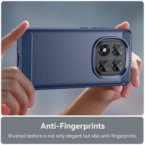 Xiaomi Redmi Note 14 Pro 5G Hoesje - MobyDefend TPU Backcover - Geborstelde Metaal &amp; Carbon-Look - Blauw