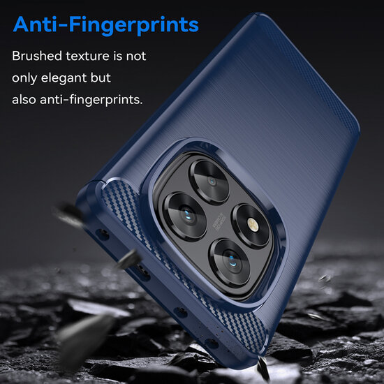 Xiaomi Redmi Note 14 Pro 5G Hoesje - MobyDefend TPU Backcover - Geborstelde Metaal &amp; Carbon-Look - Blauw