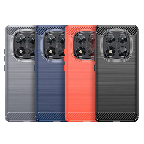 Xiaomi Redmi Note 14 Pro 5G Hoesje - MobyDefend TPU Backcover - Geborstelde Metaal &amp; Carbon-Look - Zwart