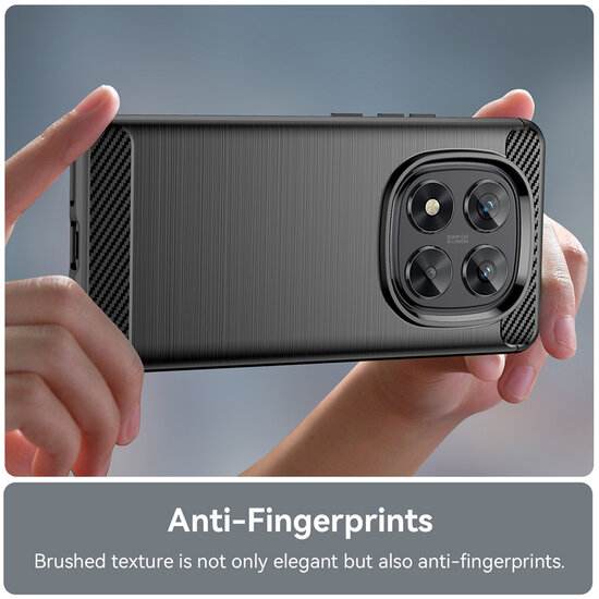 Xiaomi Redmi Note 14 Pro 5G Hoesje - MobyDefend TPU Backcover - Geborstelde Metaal &amp; Carbon-Look - Zwart