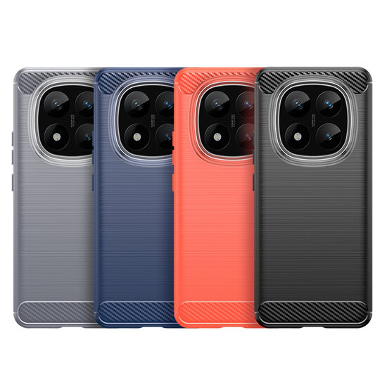 Xiaomi Redmi Note 14 Pro Plus Hoesje - MobyDefend TPU Backcover - Geborstelde Metaal &amp; Carbon-Look - Zwart