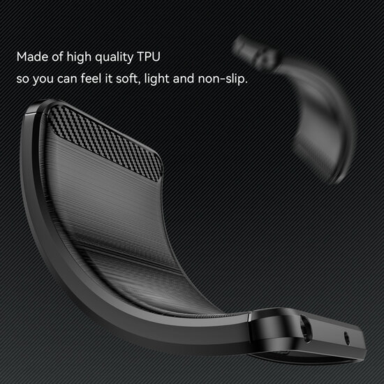 Xiaomi Redmi Note 14 Pro Plus Hoesje - MobyDefend TPU Backcover - Geborstelde Metaal &amp; Carbon-Look - Zwart