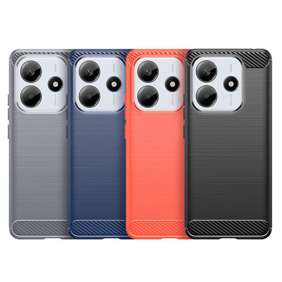 Xiaomi Redmi Note 14 5G Hoesje - MobyDefend TPU Backcover - Geborstelde Metaal &amp; Carbon-Look - Zwart