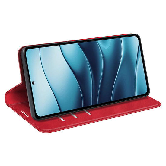 Xiaomi Redmi Note 14 5G Hoesje - MobyDefend Luxe Wallet Bookcase (Magnetische Sluiting) - Rood