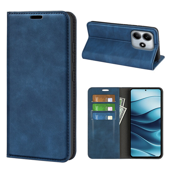Xiaomi Redmi Note 14 5G Hoesje - MobyDefend Luxe Wallet Bookcase (Magnetische Sluiting) - Blauw