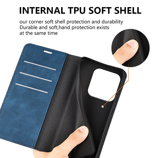Xiaomi Redmi Note 14 5G Hoesje - MobyDefend Luxe Wallet Bookcase (Magnetische Sluiting) - Zwart
