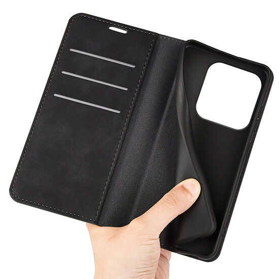 Xiaomi Redmi Note 14 5G Hoesje - MobyDefend Luxe Wallet Bookcase (Magnetische Sluiting) - Zwart