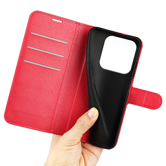 Xiaomi Redmi Note 14 5G Hoesje - MobyDefend Kunstleren Wallet Book Case (Sluiting Voorkant) - Rood