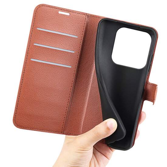 Xiaomi Redmi Note 14 5G Hoesje - MobyDefend Kunstleren Wallet Book Case (Sluiting Voorkant) - Bruin