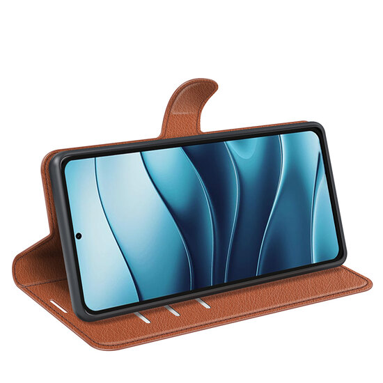 Xiaomi Redmi Note 14 5G Hoesje - MobyDefend Kunstleren Wallet Book Case (Sluiting Voorkant) - Bruin