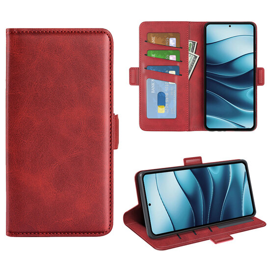 Xiaomi Redmi Note 14 5G Hoesje - MobyDefend Luxe Wallet Book Case (Sluiting Zijkant) - Rood