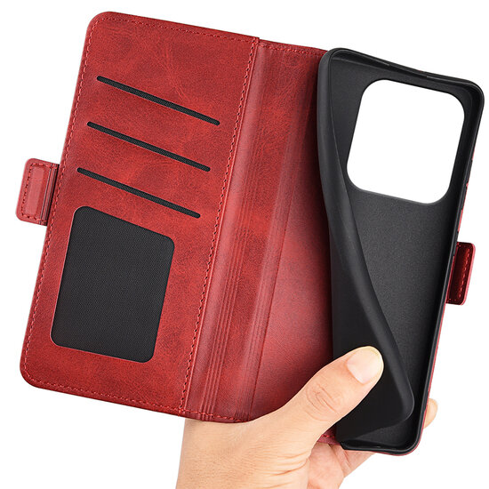 Xiaomi Redmi Note 14 5G Hoesje - MobyDefend Luxe Wallet Book Case (Sluiting Zijkant) - Rood