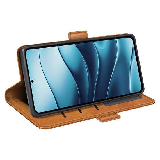 Xiaomi Redmi Note 14 5G Hoesje - MobyDefend Luxe Wallet Book Case (Sluiting Zijkant) - Lichtbruin