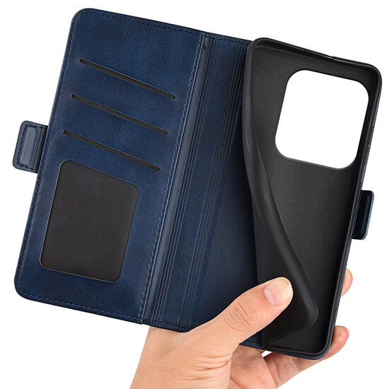 Xiaomi Redmi Note 14 5G Hoesje - MobyDefend Luxe Wallet Book Case (Sluiting Zijkant) - Blauw