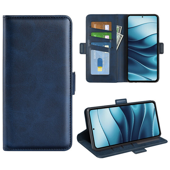 Xiaomi Redmi Note 14 5G Hoesje - MobyDefend Luxe Wallet Book Case (Sluiting Zijkant) - Blauw