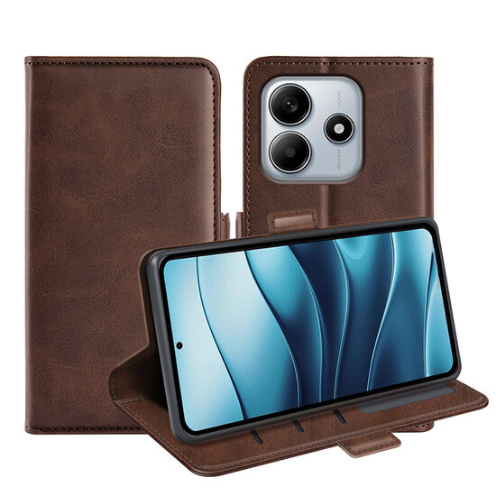 Xiaomi Redmi Note 14 5G Hoesje - MobyDefend Luxe Wallet Book Case (Sluiting Zijkant) - Bruin