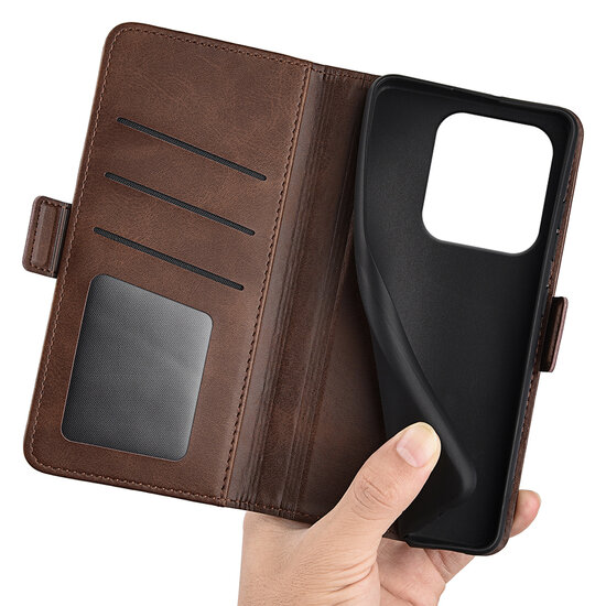Xiaomi Redmi Note 14 5G Hoesje - MobyDefend Luxe Wallet Book Case (Sluiting Zijkant) - Bruin