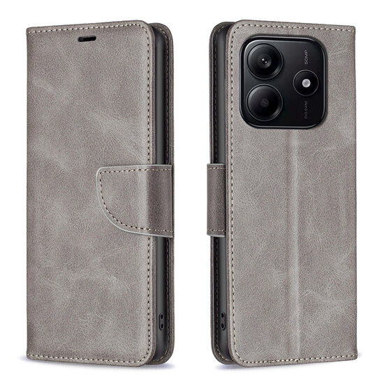 Xiaomi Redmi Note 14 5G Hoesje - MobyDefend Wallet Book Case Met Koord - Grijs